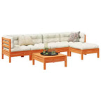 vidaXL Garten-Sofa-Set Wachsbraun Massives Kiefernholz, Oxford-Gewebe Groß
