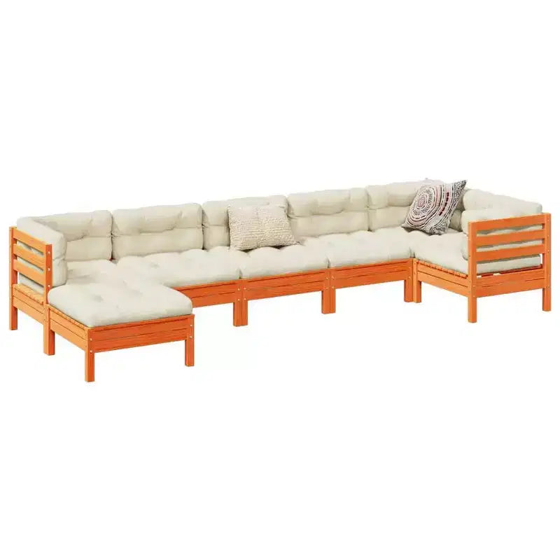 vidaXL Gartensofa-Set Wachsbraun Massives Kiefernholz Groß Modular