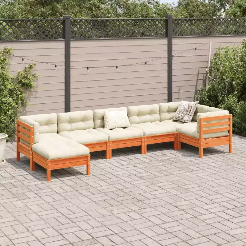 vidaXL Gartensofa-Set Wachsbraun Massives Kiefernholz Groß Modular