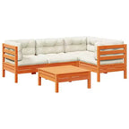 vidaXL Garden Sofa Set Wax Brown Solid Pine Wood 5 Piece Modular