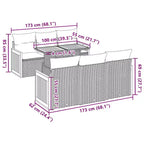 vidaXL 7-teiliges Gartensofa-Set mit Kissen Schwarz Polyrattan Akazie