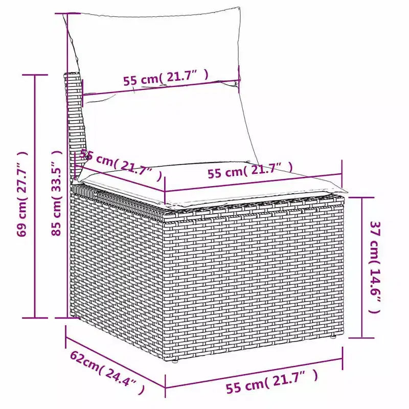 vidaXL 7-teiliges Gartensofa-Set mit Kissen Schwarz Polyrattan Akazie