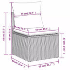 vidaXL 7-teiliges Gartensofa-Set mit Kissen Schwarz Polyrattan Akazie