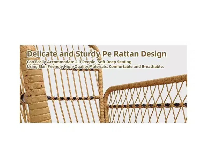 3-teiliges Gartenmöbel-Set aus PE-Rattan, wasserdichte, UV-beständige Korbstühle und Couchtisch, gepolstertes Konversations-Set für Garten, Balkon