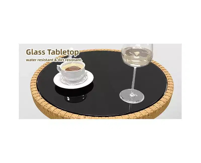 3-teiliges Gartenmöbel-Set aus PE-Rattan, wasserdichte, UV-beständige Korbstühle und Couchtisch, gepolstertes Konversations-Set für Garten, Balkon