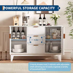 CuisinSmart 47.2 Modernes geriffeltes Sideboard-Buffetschrank, Holzschrank mit 3 Schubladen, 2 Türen & verstellbaren Einlegeböden für Wohnzimmer Küche