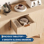 CuisinSmart 47.2 Modernes geriffeltes Sideboard-Buffetschrank, Holzschrank mit 3 Schubladen, 2 Türen & verstellbaren Einlegeböden für Wohnzimmer Küche