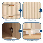 CuisinSmart 47.2 Modernes geriffeltes Sideboard-Buffetschrank, Holzschrank mit 3 Schubladen, 2 Türen & verstellbaren Einlegeböden für Wohnzimmer Küche