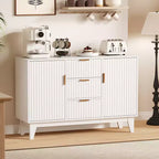 CuisinSmart 47.2 Modernes geriffeltes Sideboard-Buffetschrank, Holzschrank mit 3 Schubladen, 2 Türen & verstellbaren Einlegeböden für Wohnzimmer Küche