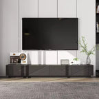 Famapy Black Geometric - Patterned TV Stand for 78 Inch TVs,Modern Entertainment Center with Lift - Up Doors, Storage Cabinets for Your Living Room
