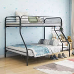 Okak 77.95IN Etagenbett aus Hochleistungsmetall (Doppel-über-Voll), Bettgestell mit verbesserter Sicherheitsreling und Leiter, Einzelbett für Kinder, Erwachsene, Schwarz