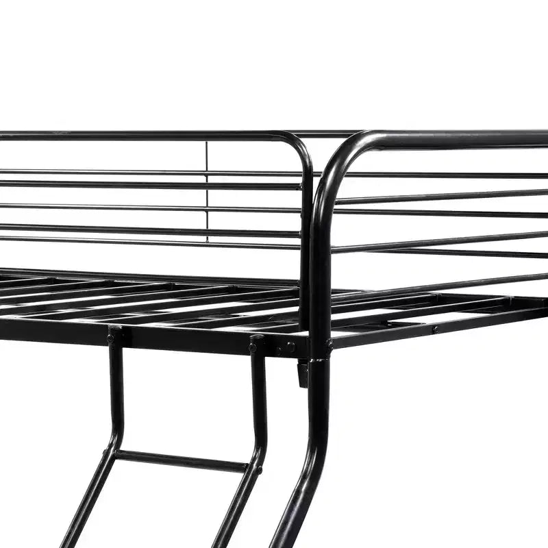 Okak 77.95IN Etagenbett aus Hochleistungsmetall (Doppel-über-Voll), Bettgestell mit verbesserter Sicherheitsreling und Leiter, Einzelbett für Kinder, Erwachsene, Schwarz