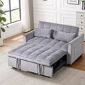 PexFix 3 in 1 Convertible Sleeper Sofa Bed Pull Out Couch Adjustable Backrest Velvet Loveseat Futon Sofa with Pillows for Living Room Apartment Gray