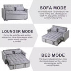 PexFix 3-in-1 Schlafsofa ausziehbarer Couch mit verstellbarer Rückenlehne, Samt-Zweisitzer Futonsofa mit Kissen für Wohnzimmer, Apartment, Grau