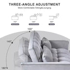 PexFix 3-in-1 Schlafsofa ausziehbarer Couch mit verstellbarer Rückenlehne, Samt-Zweisitzer Futonsofa mit Kissen für Wohnzimmer, Apartment, Grau