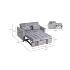 PexFix 3-in-1 Schlafsofa ausziehbarer Couch mit verstellbarer Rückenlehne, Samt-Zweisitzer Futonsofa mit Kissen für Wohnzimmer, Apartment, Grau