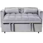 PexFix 3-in-1 Schlafsofa ausziehbarer Couch mit verstellbarer Rückenlehne, Samt-Zweisitzer Futonsofa mit Kissen für Wohnzimmer, Apartment, Grau
