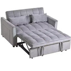 PexFix 3-in-1 Schlafsofa ausziehbarer Couch mit verstellbarer Rückenlehne, Samt-Zweisitzer Futonsofa mit Kissen für Wohnzimmer, Apartment, Grau