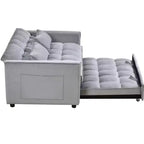 PexFix 3-in-1 Schlafsofa ausziehbarer Couch mit verstellbarer Rückenlehne, Samt-Zweisitzer Futonsofa mit Kissen für Wohnzimmer, Apartment, Grau