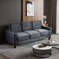 PexFix 3 Seat Sectional Sofa with U-Shaped Spring Links and Solid Wood Frame Mid Century Velvet Upholstered Couch for Living Room Bedroom Office Black