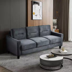 PexFix 3 Seat Sectional Sofa with U-Shaped Spring Links and Solid Wood Frame Mid Century Velvet Upholstered Couch for Living Room Bedroom Office Black