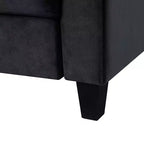 PexFix 3-Sitzer Sektionalsofa mit U-förmiger Federung und Massivholzrahmen, gepolsterte Couch aus Samt im Mid-Century-Stil für Wohnzimmer, Schlafzimmer, Büro, Schwarz