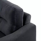PexFix 3-Sitzer Sektionalsofa mit U-förmiger Federung und Massivholzrahmen, gepolsterte Couch aus Samt im Mid-Century-Stil für Wohnzimmer, Schlafzimmer, Büro, Schwarz