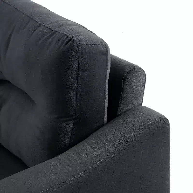PexFix 3-Sitzer Sektionalsofa mit U-förmiger Federung und Massivholzrahmen, gepolsterte Couch aus Samt im Mid-Century-Stil für Wohnzimmer, Schlafzimmer, Büro, Schwarz