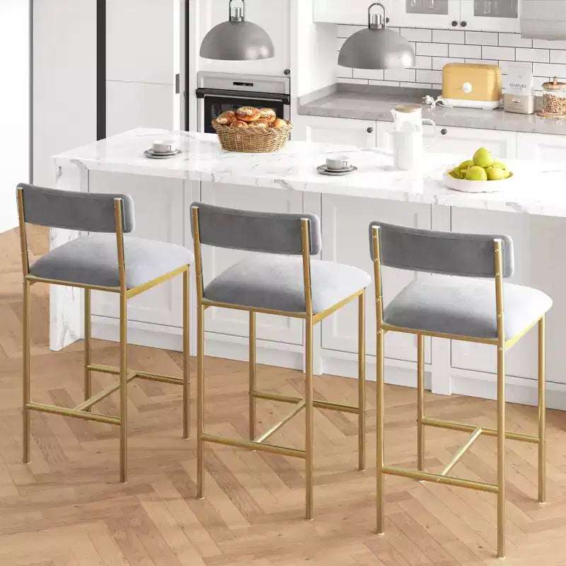 Barhocker 2er-Set, Küchen-Barhocker mit Fußstütze, 25,5 Zoll gepolsterte Barstühle mit Rückenlehne, 2 Thekenhocker für Bartheke