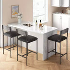 Barhocker 2er-Set, Küchen-Barhocker mit Fußstütze, 25,5 Zoll gepolsterte Barstühle mit Rückenlehne, 2 Thekenhocker für Bartheke