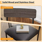 Barhocker 2er-Set, Küchen-Barhocker mit Fußstütze, 25,5 Zoll gepolsterte Barstühle mit Rückenlehne, 2 Thekenhocker für Bartheke