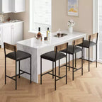 Barhocker 2er-Set, Küchen-Barhocker mit Fußstütze, 25,5 Zoll gepolsterte Barstühle mit Rückenlehne, 2 Thekenhocker für Bartheke