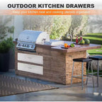 Acekool Outdoor Küchenschublade 30 B x 23 H x 10 T, Edelstahl-Kommode mit 2 Schubladen, Einbau für Grillinsel, Terrassengrillstation, Silber