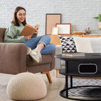 Couchtisch mit Hebefunktion und verstecktem Stauraum, runder Wohnzimmertisch