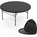 VINGLI 5 FT Black Round Bi-Folding Commercial Table, 60 inch Portable Plastic Dining Card Table for Kitchen Party Wedding Event, 1-Pack