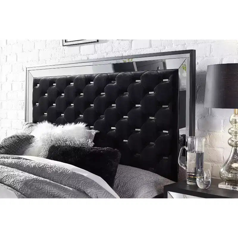 HomeStock White Mirror with LED Frame  Luxurious Modern Bedroom Accent with Chrome Detailing