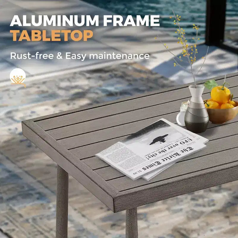 HAPPATIO 6-teiliges Outdoor-Konversationsset aus Aluminium mit 1 Zweisitzer-Sofa, Couchtisch, 2 Drehsesseln und Hockern
