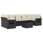 vidaXL Garden Sofa Set Black PE Rattan Large Adjustable Feet