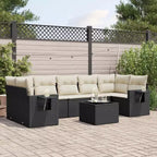 vidaXL Garten-Sitzgruppe Schwarz Polyrattan Große Verstellbare Füße