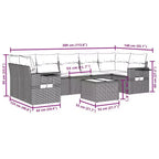 vidaXL Garten-Sitzgruppe Schwarz Polyrattan Große Verstellbare Füße