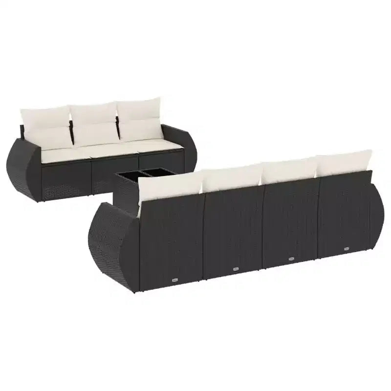 vidaXL Garden Sofa Set Black Poly Rattan Large Modular Garden Sofa Set