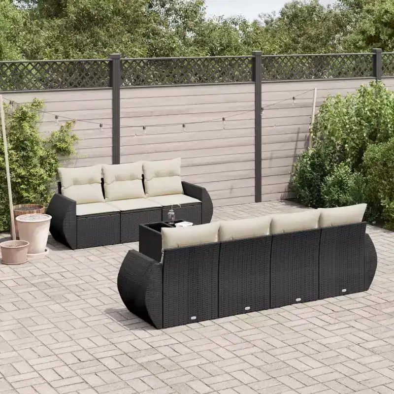 vidaXL Garten-Sofa-Set Schwarz Polyrattan Große modulare Garten-Sofa-Garnitur
