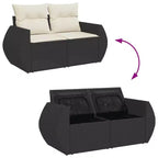 vidaXL Garten-Sofa-Set Schwarz Polyrattan Große modulare Garten-Sofa-Garnitur