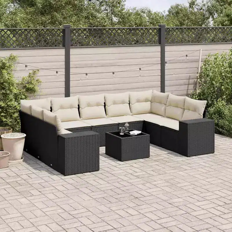 vidaXL Garten-Sofagarnitur Schwarz Polyrattan Große Modulare Garten-Sofagarnitur