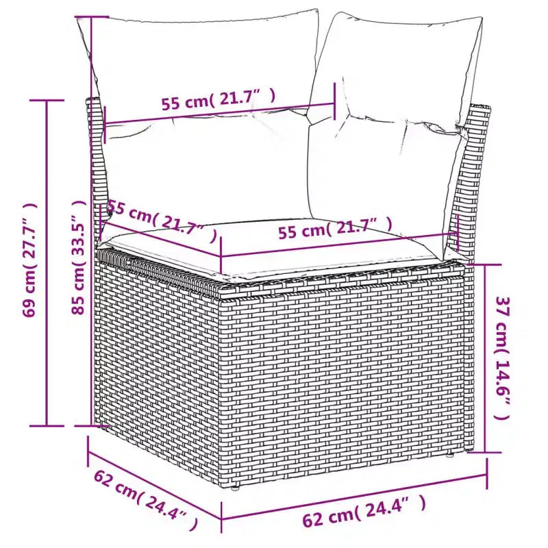 vidaXL Garten-Sofagarnitur Schwarz, Creme