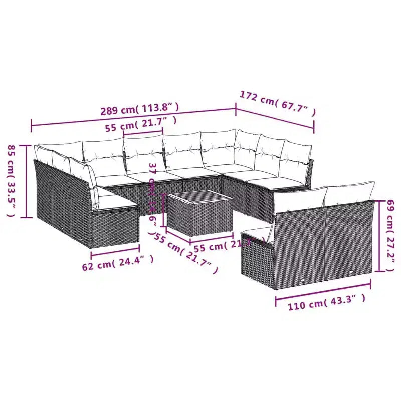vidaXL Garten-Sofagarnitur Schwarz, Creme