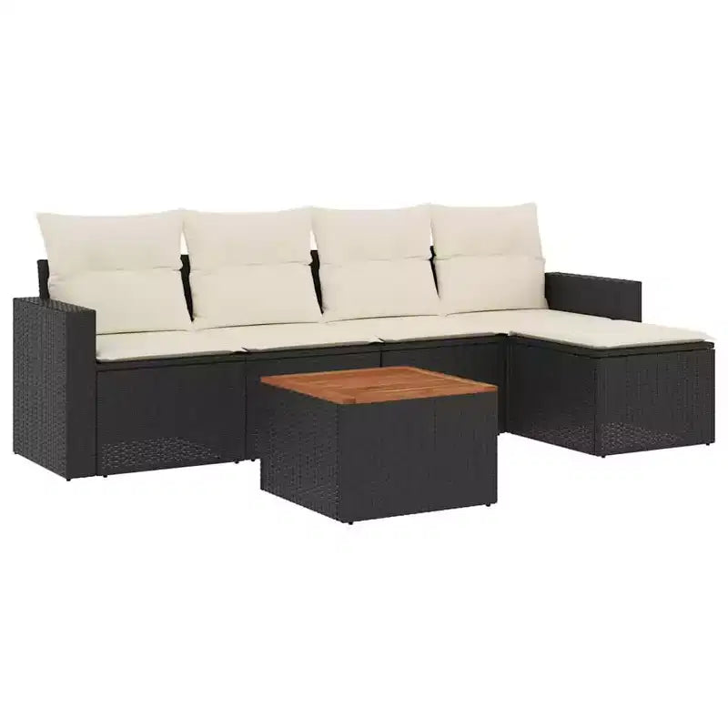 vidaXL Garden Sofa Set Black PE Rattan 6-piece Modular Garden Sofa Set