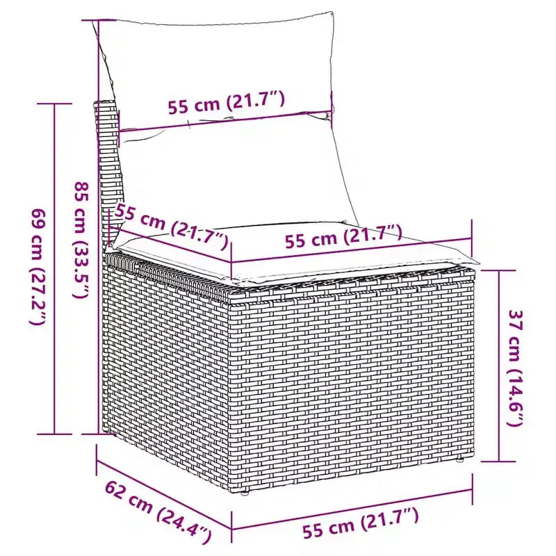 vidaXL Garten-Sofagarnitur Schwarz Polyrattan 6-teilige Modulare Garten-Sofagarnitur