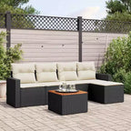 vidaXL Garten-Sofagarnitur Schwarz Polyrattan 6-teilige Modulare Garten-Sofagarnitur