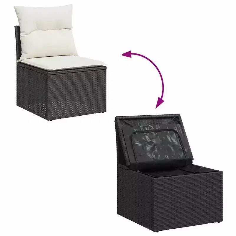 vidaXL Garten-Sofagarnitur Schwarz Polyrattan 6-teilige Modulare Garten-Sofagarnitur